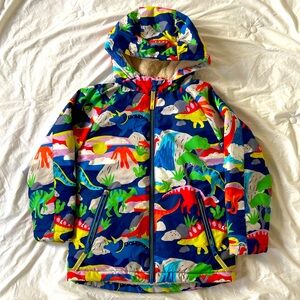 Mini Boden Rainbow Dinosaur Sherpa-lined Waterproof Winter Kids Coat